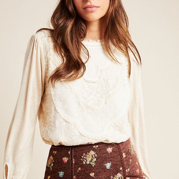 Anthropologie Tops - ANTHROPOLOGIE Tiny Finja Embroidered Lace Blouse